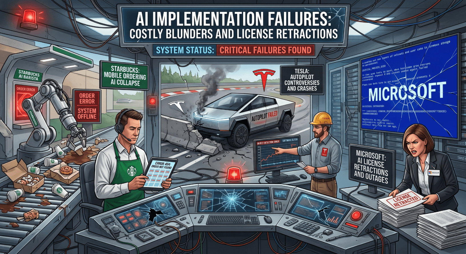 AI Implementation Failures: How Starbucks, Tesla, and Microsoft Grappled with Costly Tech Blunders and License Retractions .